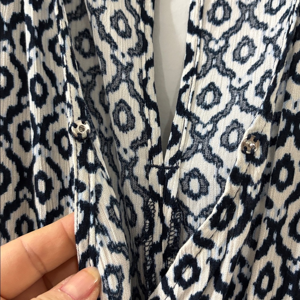 ICHI Women's Navy and White Patterned Jumpsuit with tie waist size S NWT - Picture 8 of 11
